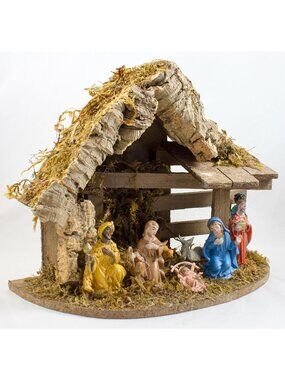Vintage Nativity Scene Creche with Resin Figures Made in Italy 002